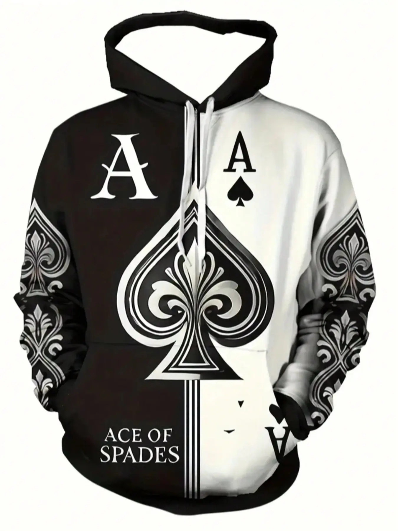 Men's Casual Hooded Sweatshirt with Drawstring Pocket Long Sleeve Top, Fashion Graphic Print Design for Spring & Fall Wear
