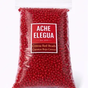 Ache Elegua Cherry Red Beads 1 Pound Bag Smooth Glossy Finish High-Quality for Bracelets Jewelry DIY Craft Projects Ideal for Beginners & Professionals
