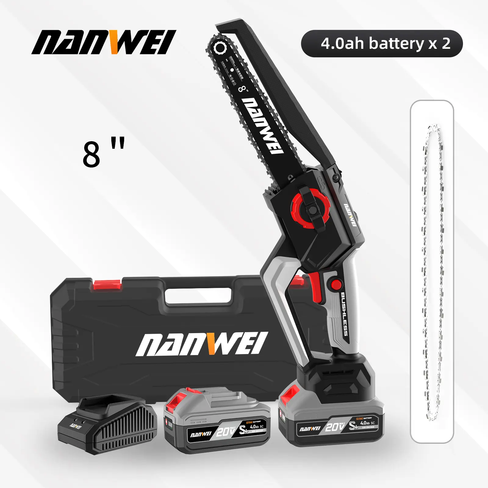 【summerfinds】NANWEI Mini Chainsaw Cordless 8 inch, Handheld Electric Power Chain Saw with Battery for Tree Trimming Wood Cutting, Best Gifts for Father, Dad, Husband, Men