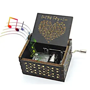 Personalized Can’t Help Falling in Love Music Box – Engraved Romantic Gift for Him or Her, Perfect Valentine’s Day Gift & Anniversary (Black)