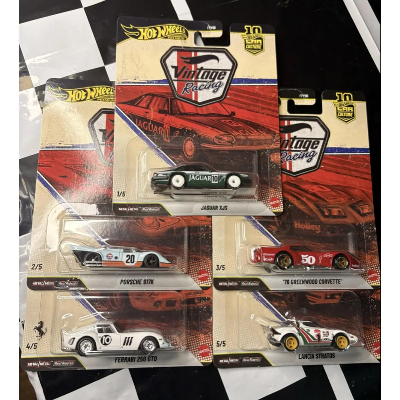 Hot Wheels Vintage Racing Complete 5 Car Premium Set.