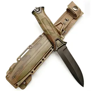 Heavy Duty Fixed Blade Survival Knife with Camo G10 Handle and Sheath - EDC Emergency Tool with Non-Slip Grip for Camping, Hiking, Hunting