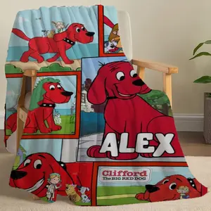 Clifford the Big Red Dog Flannel Blanket, Soft Fiber, Machine Washable, All-Season Thick Knit Throw Blanket with Cute Animal Pattern, Tear-Resistant, Cozy Sofa & Bed Blanket for Kids, Perfect for Outdoor Use, Gift Idea