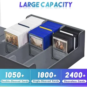 Card Storage Box for Trading Cards – 1800+ PU Leather Commander Deck Case with Magnetic Closure, Card Holder Compatible with Magic: The Gathering and Other TCGs (Black)