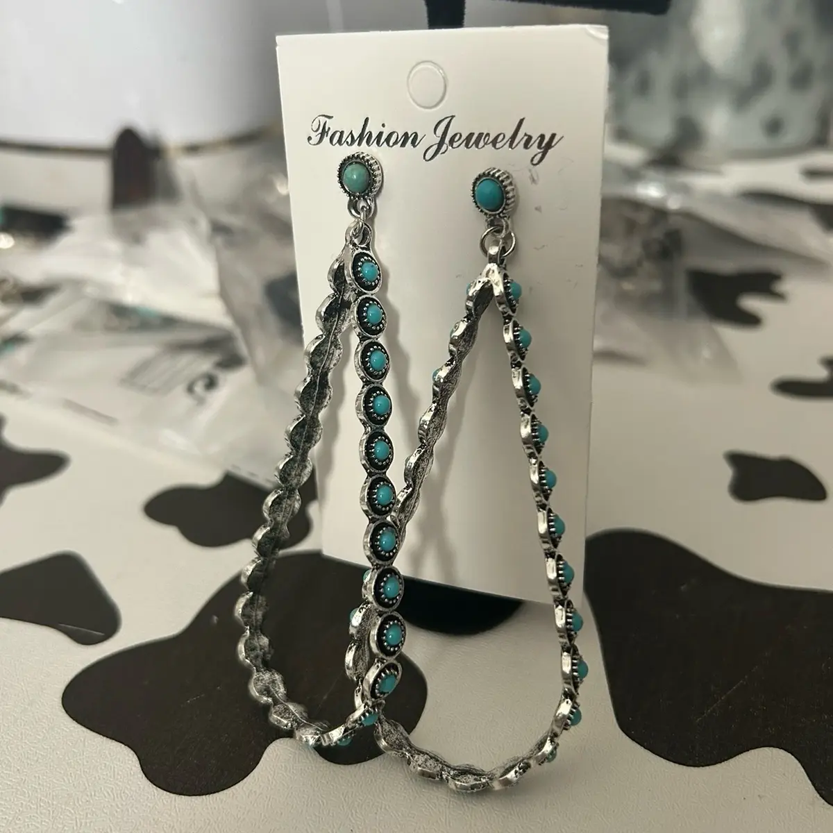 Western faux turquoise earrings