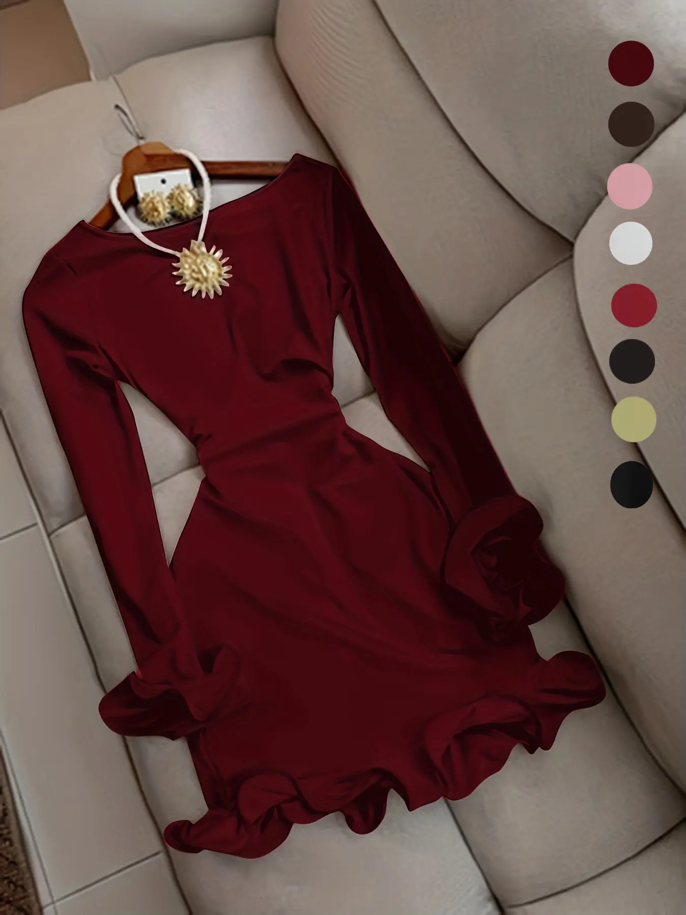 midi pocket dress Ever-Pretty Long Sleeve Glitter Sparkly Midi Dress with Pockets for Summer Formal Wedding Guests & Holiday Parties