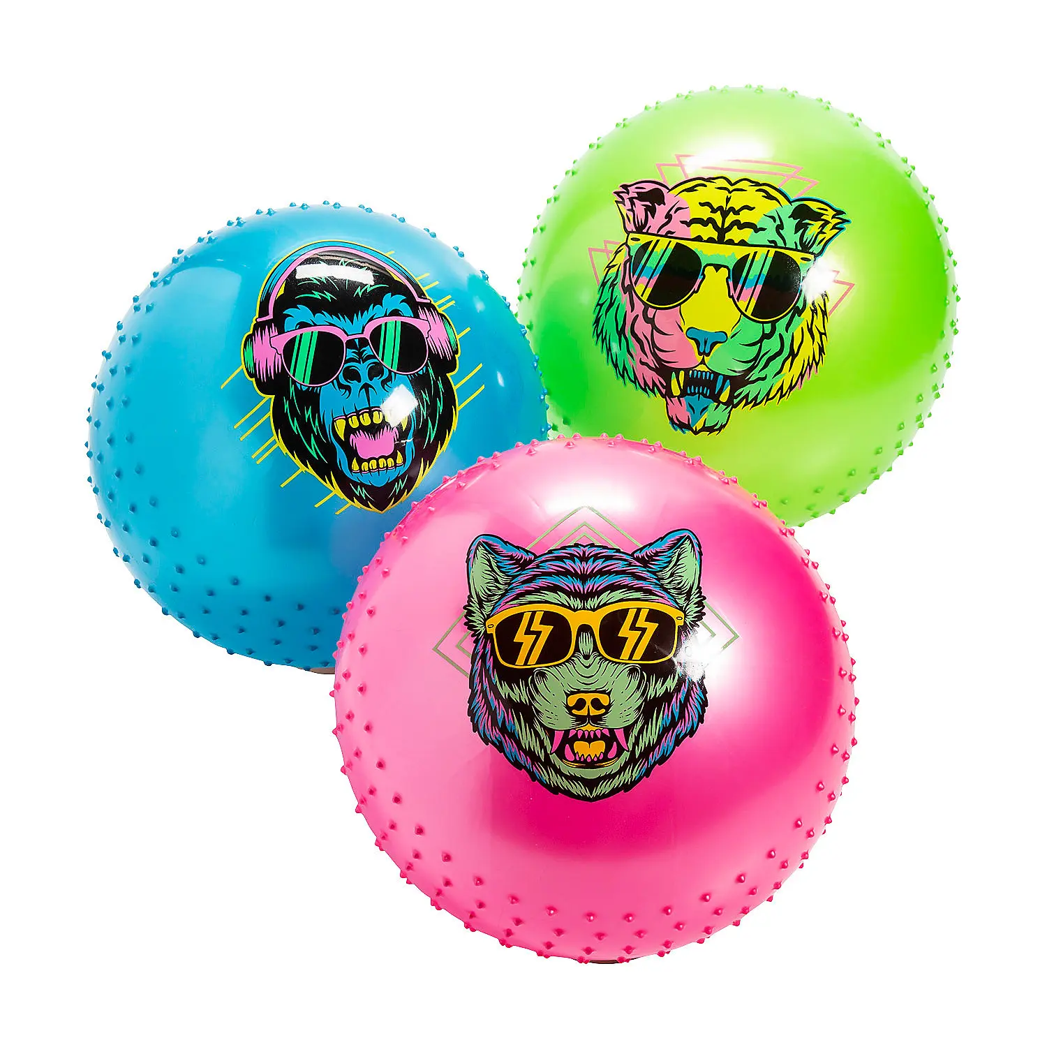 Large Inflatable Rad Animals Spike Balls - 6 Pc.