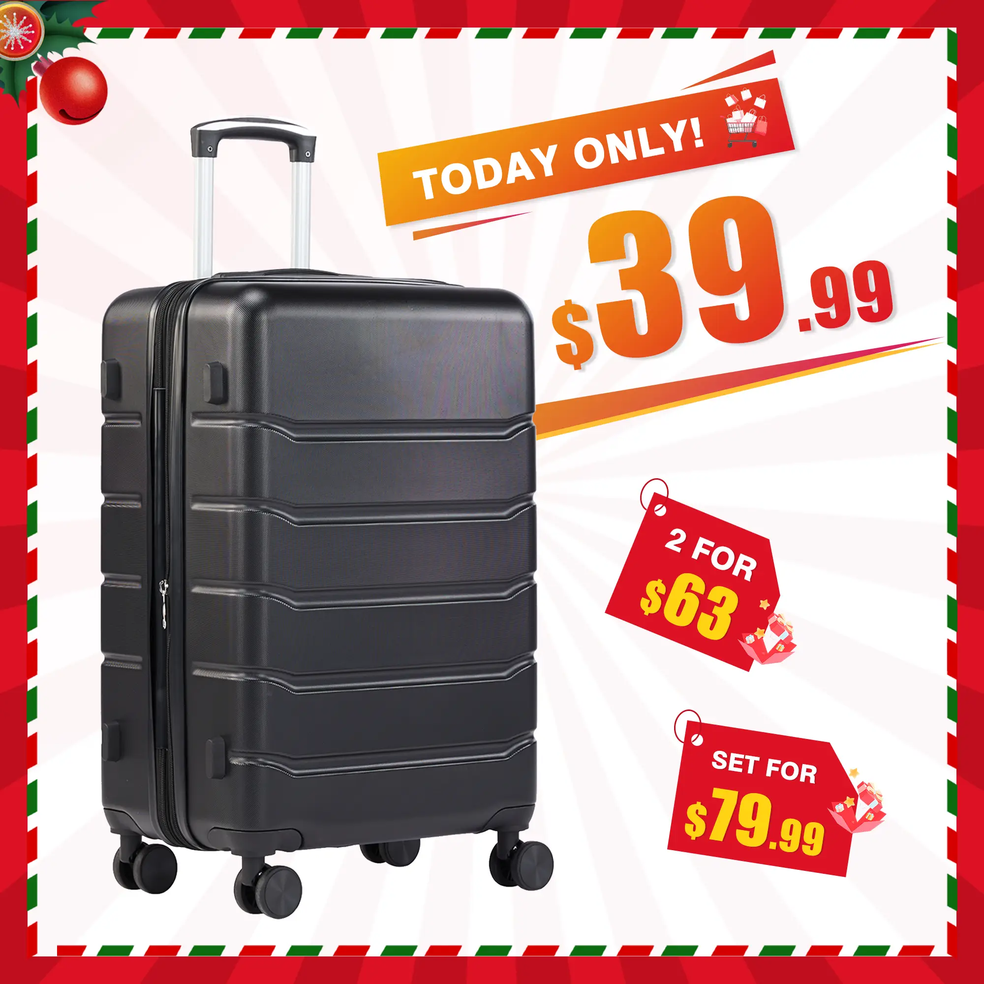 Sweet Furniture F Expandable Luggage, Lightweight Suitcase with Spinner Wheels, TSA Lock, Telescopic Handle and ABS Durable Material