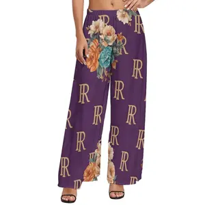 Rich and Rich Women's Purple Designer Wide Leg Pants