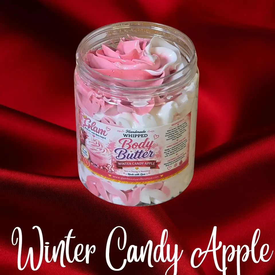Winter Candy Apple Whipped Body Butter - Handmade Shea & Mango Butter, Non-Greasy Body Moisturizer with Natural Scent, Nourishing Formula Skin Repair