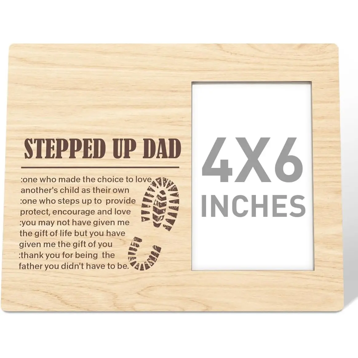 Step Dad Gift Wood Photo Frame, Stepped Up Dad, Christmas Birthday Father's Day Picture Frame Gifts for Bonus Dad Stepfather from Daughter Son Best Stepdad Ever Gift