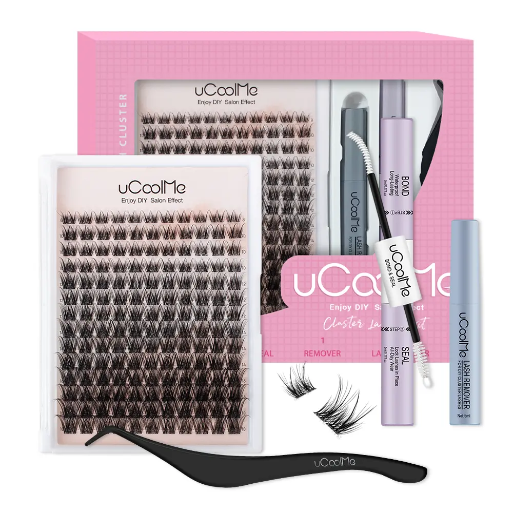 uCoolMe Lashes Secret With Ultra-thin Invisible Band Lashes Cluster Makeup For Girl Upgrade Bond Seal Remover WaterProof Lashes For Girls Christmas gift