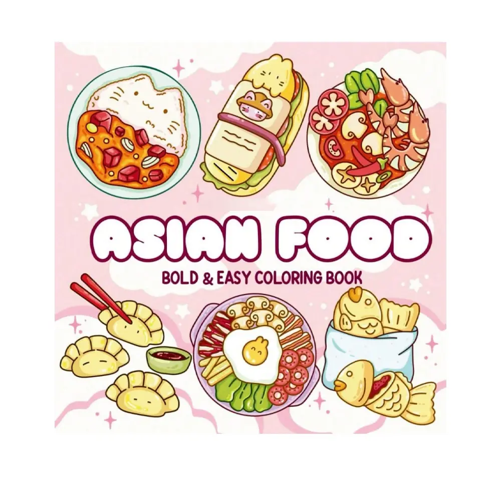 1pc ASIAN FOOD coloring book For Adults And Kids,Simple And Big Designs For Relaxat colouring books, Toys suitable for boys and girls, zero foundation drawing to relieve stress, Stress Relief coloring book, Relaxation, Christmas gift, Back to school gifts