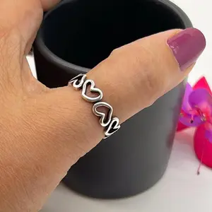 Women's Elegant Geometric Heart-Shaped Engagement Ring - 1pc Costume Jewelry Accessory, Sizes 6-11