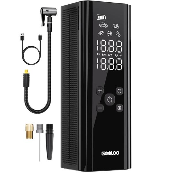 GOOLOO GT150 Portable air compressor-150PSI High-Pressure,Led Screen, Car accessories for Vehicle,Motorcycles,Bicycles,Balls,Tire Inflator, Springtok