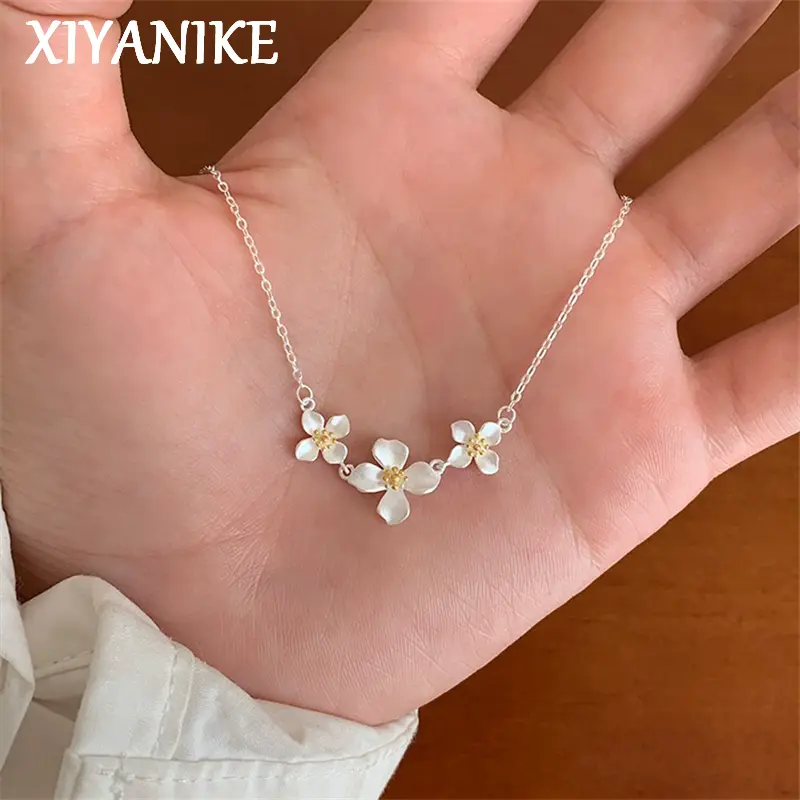 Sweet Gardenia Flower Necklaces For Women Korean Fashion New Clavicle Chain Jewelry Gift Party Birthday