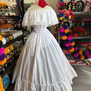 2 piece set Folklore Mexican Solid  skirt and blouse Womenswear day of the dead