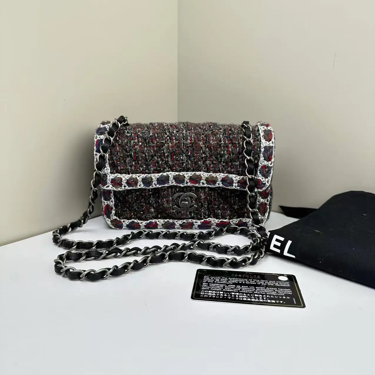 Pre-owned CHANEL Tweed Crossbody Bags Classic Single Flap Braided Multicolor LNL0509