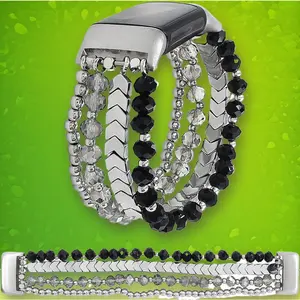 Beaded Elastic Bracelet for Fitbit Charge 6 Charge 5 Women Jewelry Strap Replacement Fitness Tracker Band