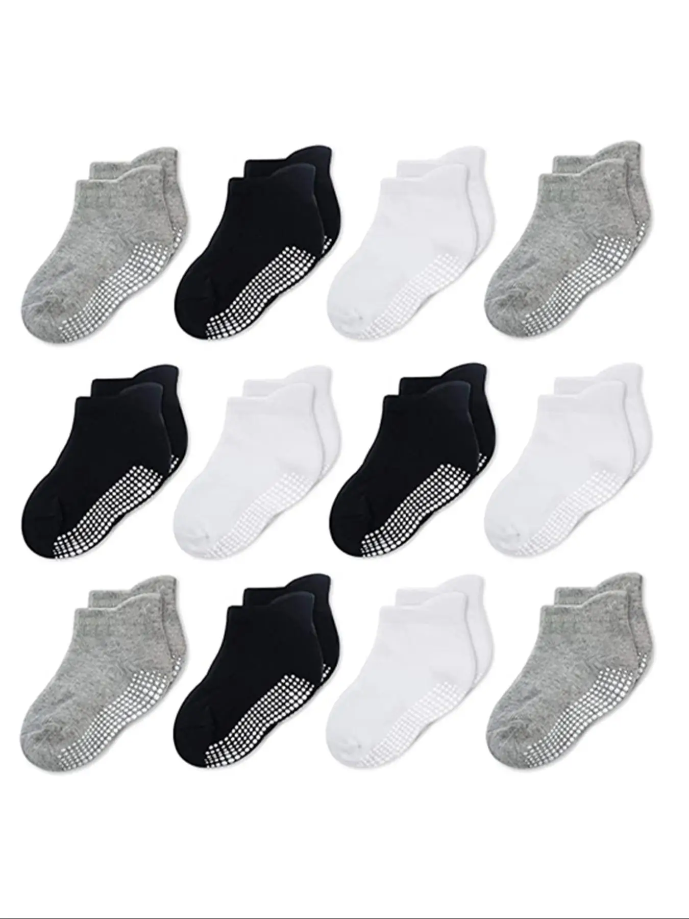 Baby Boys' Plain Anti-slip Crew Socks, Casual Comfortable Breathable Socks for Daily Wear, Knit Crew Socks for All Seasons