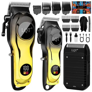 LQT 3Pcs Men's Hair Clipper Kit, LED Display Cordless Clipper & Trimmer, Beginners Barber Equipment with Complete Accessories for Home Hair Cutting, Elegant Gift Box, Perfect Christmas & Holiday Gift