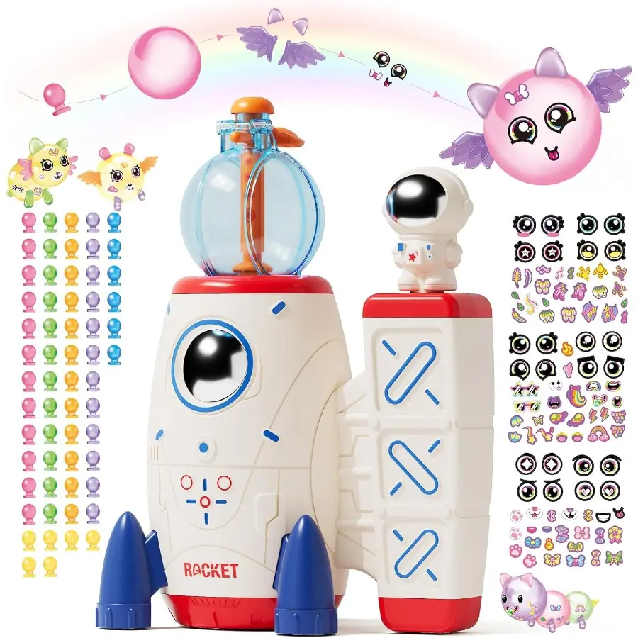 DIY Space Magic Balloon Craft Kit, Sticker Decorated BalloonsToy for Kids, Rocket Air Pump Fun with Balloon Monster Pals,DIY Creative Activity, Birthday Gifts for Girls Boys
