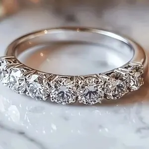 2.4 carat moissanite 0.7 carat luxurious seven diamond design engagement ring -925 sterling silver, shining with precious moments promise suitable for daily wear and parties, perfect for Mother's Day, Valentine's Day or wedding gifts accessories fashion