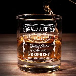 President No. 45 - 47 Whiskey Glass - US Election - 11oz Whiskey Glass - Gift For Conservative Supporters