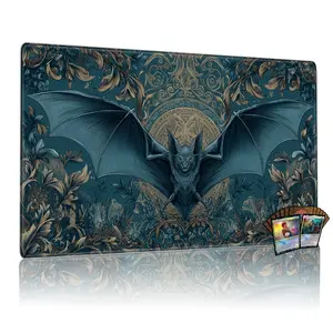 Gothic Bat Mtg Game Mat 14x24 Inch, Non-Slip Washable Tcg Card Playmat, Dual-Needle Stitched Edges, Multi-Purpose Desk Mouse Pad