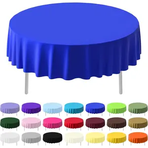 12 Pack Plastic Table Cloth Round 84 inch Plastic Tablecloth Disposable Round Cover Leakproof for Parties, Picnic, Camping, Birthday, Weeding
