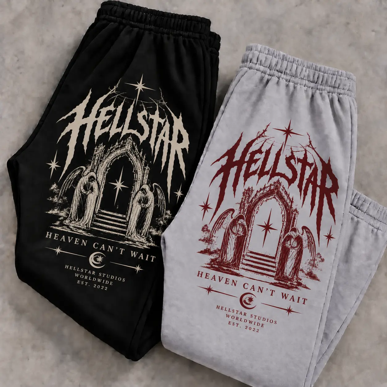 Hellstar Studios Eternal Flame Jogger Pants, Gothic Flame Star Graphic Sweatpants, Vintage Y2K Streetwear Bottoms, Oversized Relaxed Fit Unisex Casual Joggers for Men Women, Street Fashion Trending 2026-2027