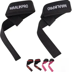 MAALIKPRO Weight Lifting Straps Wrist Lifting Strap for Powerlifting Bodybuilding CrossFit Deadlifts Bench Press Strength Training Olympic Lifts Cotton Neoprene Padding 18 Inch Extended Design Secure Wrap Around Fit