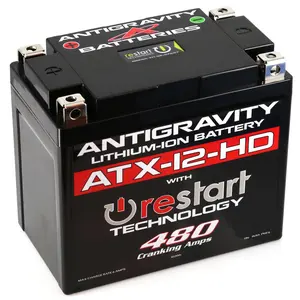 Antigravity ATX12-HD-RS Heavy Duty Lithium Motorcycle Battery 480CA 12V LiFePO4 with RE-START Technology - High Capacity Lightweight Performance Battery