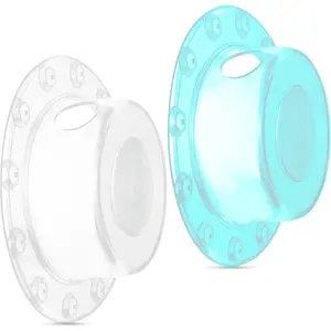 2 Pack Bathtub Stoppers, 6.1 Inch Transparent & Green PVC Bathtub Overflow Drain Cover Plug for Deep Water Bath, Universal Fit for Bathtub Drain Hole