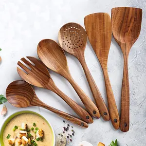 Wooden Utensils Set, 6 Pcs Non-stick Cooking Utensils, Kitchen Utensils Set for Home Use, Kitchen Gadgets,  Household Items