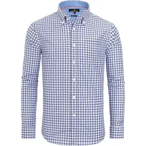 Men's Plaid Button Down Shirts Cotton Long Sleeve Dress Shirts Regular Fit Gingham Shirts