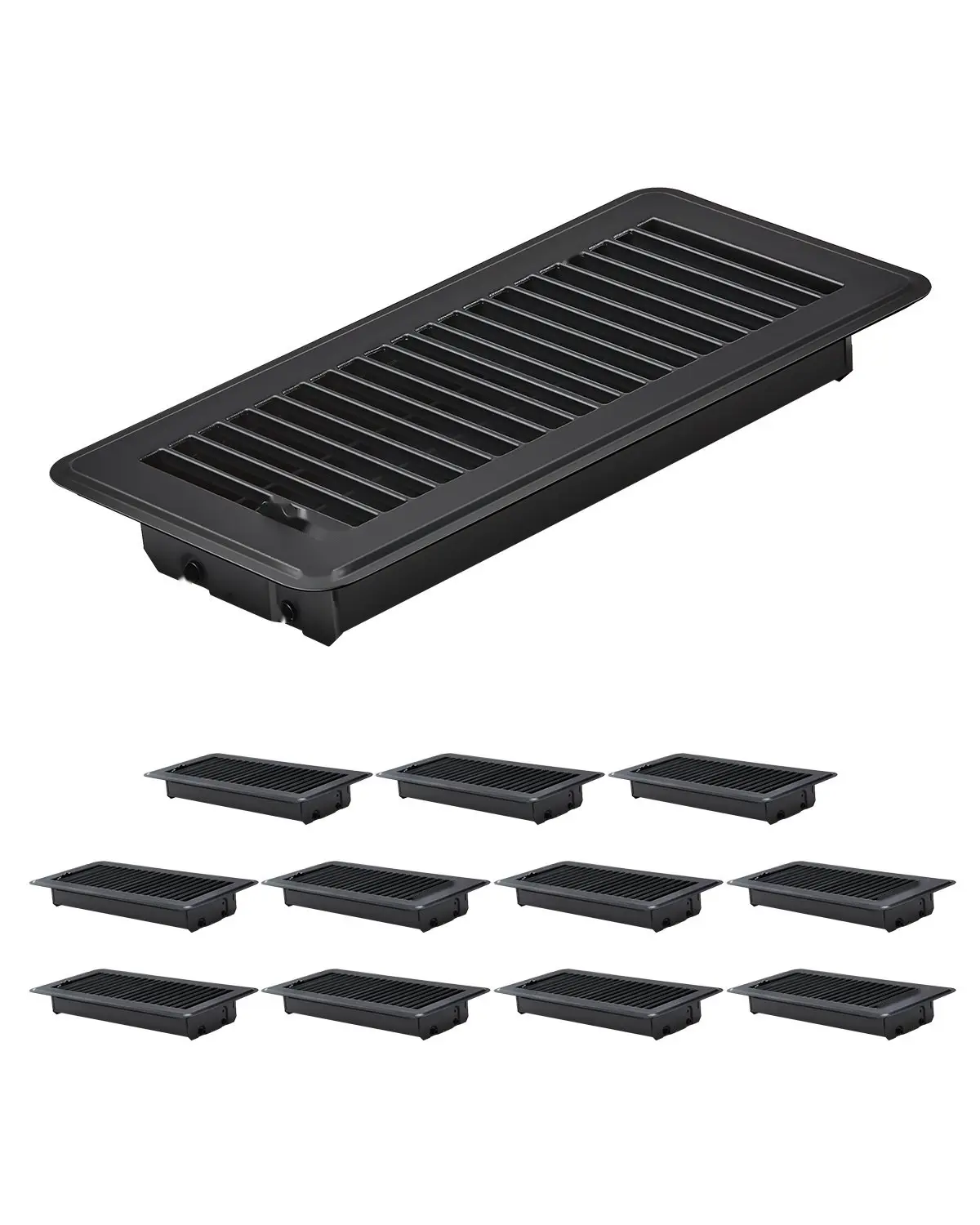 Floor Registers 4 By 10 Inch, 12-Pack Iron Floor Vents For HVAC Ducts, Vent Grilles, Black Finish, Heavy Duty Metal Floor Grates For Residential And Commercial Air Return Systems, Easy Install, Corrosion Resistant