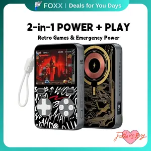 MIRO【V99】Wireless Power Bank Handheld game console Features over 1,500 classic games a 3-in-1 gaming console and a neck-strap charging cable supports 15W MagSafe 20W PD and 60W fast charging Compact for PhonesIdeal for Travel Fun Daily Use Thoughtful Gift