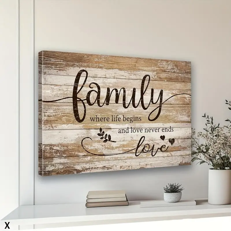Framed Wood Wall Art, 2D Flat Country-Style Home Decor with Sweet Quotes, Vintage Christian Print for Living Room, Bedroom Headboard & Kitchen Sign