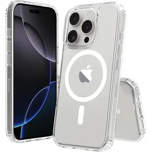 Magnetic Transparent Slim Shockproof Phone Case [MagSafe Compatible] for iPhone 11 12 13 14 15 16 Pro Max Plus for Samsung S22 S23 S24 S25