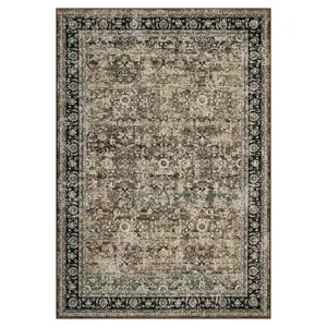 6 x 9 ft Polyester Imitation Cashmere Brown Rectangular Hallway Bathroom Entryway Kitchen Office Foldable Flower Printed Persian Washable Area Rug