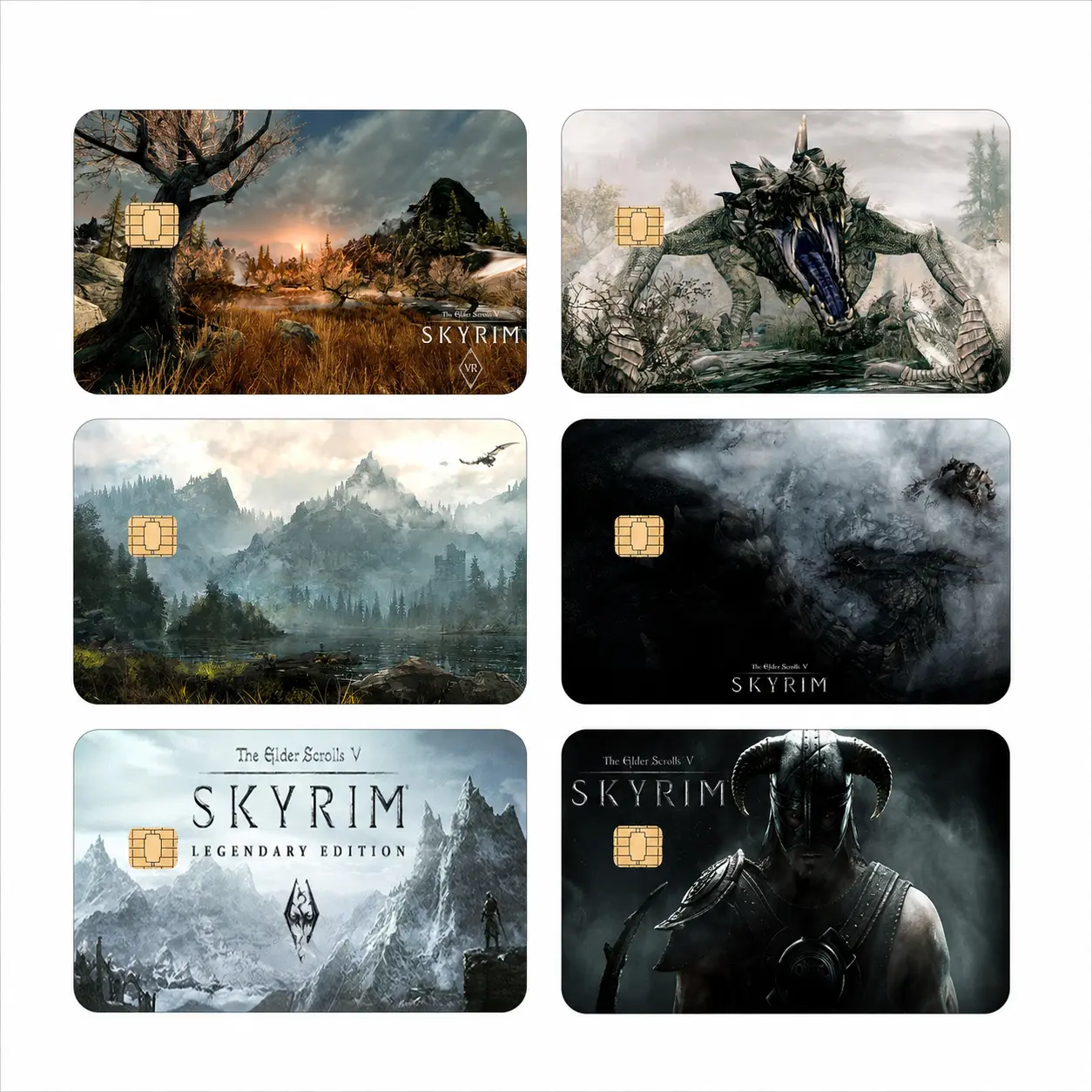 The Elder Scrolls 5 Skyrim Premium Glossy Vinyl Decals - Adhesive Vinyl Card Skin, TES Credit Card Sticker, Scratch Guard, Easy to Remove, RPG Gamer Credit Card Accessory for Dragon Adventure Fans