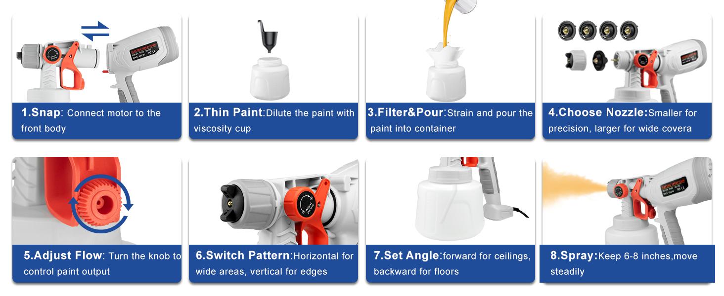 Electric spray gun with a 1400 ml large capacity, low noise and high atomization, suitable for household activities, furniture, fences, and small-scale spraying. Copper Motor Sprayer Paint Power nozzle