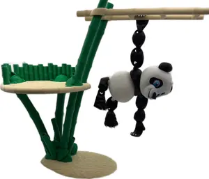 3D Printed Articulating Panda with Tree Stand - Adorable Panda Design