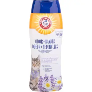 2-In-1 Deodorizing & Dander Reducing Shampoo for Cats, Baking Soda Cat Shampoo for Dander, Odor Control and Coat Cleaning, Lavender Chamomile Scent, 20 Fl Oz