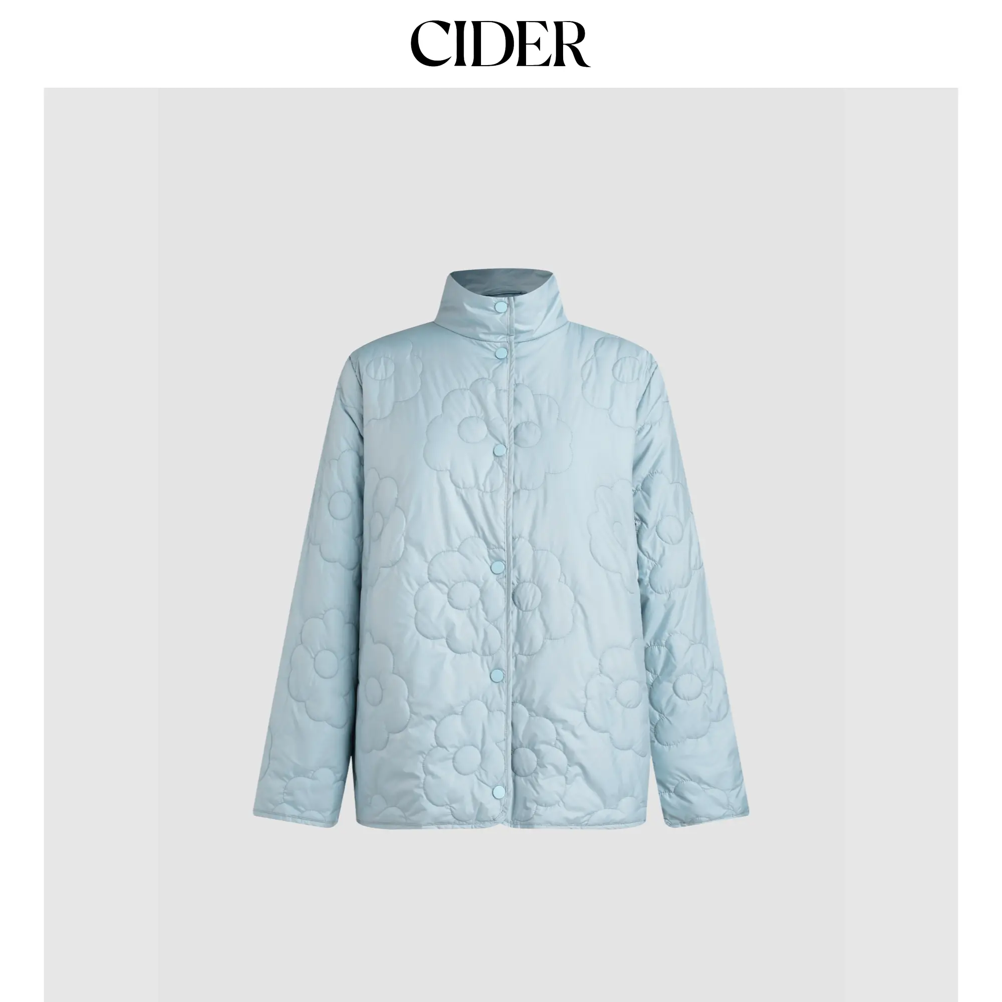 Cider [size 4-8] Stand Collar Floral Quilted Pocket Puffer Jacket