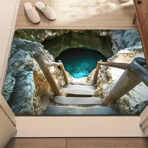 3D Visual Effect Diatomaceous Earth Mat, Durable Bathroom Entrance Rug, Easy Clean Hallway Carpet, Home Use, Elegant Style, Bathroom Floor Mat