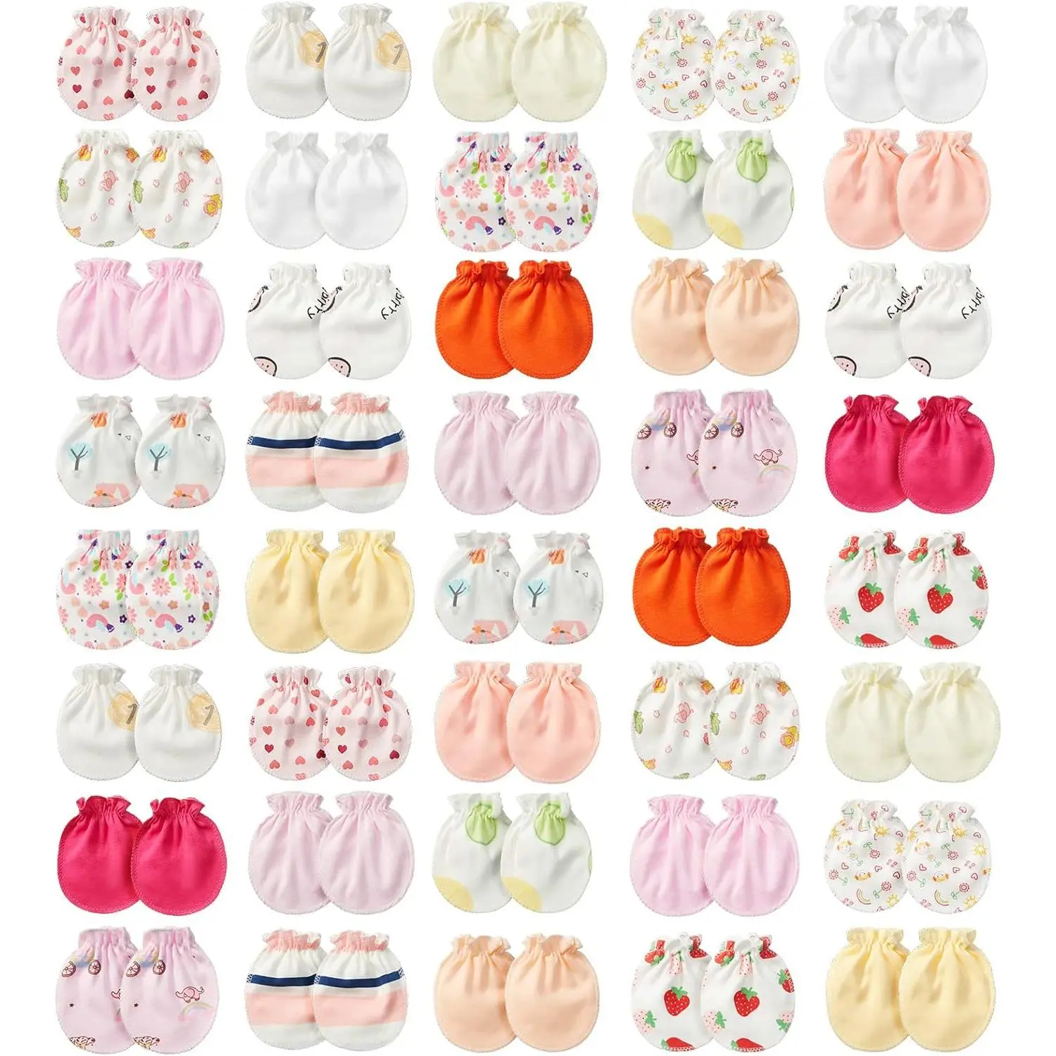 40 Pairs Newborn Baby Mittens No Scratch Soft Elastic Infant Gloves for 0-6 Months Newborn Baby Essentials