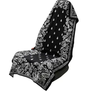 Black Paisley Bandana Car Seat Cover Towel – Waterproof Sweat Seat Protector, Universal Fit Auto Seat Cover for Gym, Beach, Travel, Sports, Outdoor Adventures & Everyday Driving