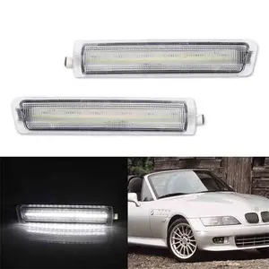 2PCS Clear Lens White LED Front Side Marker Lamps For BMW Z3 M Coupe Roadster 1996 1997 1998 1999 2000 2001 2002 Replace OEM 63148389695, 63148389696